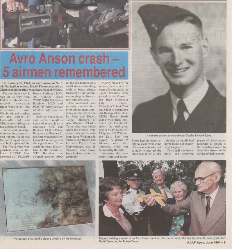 Present for that unveiling were John & Robert Tysoe, Charles Tysoe’s brothers.