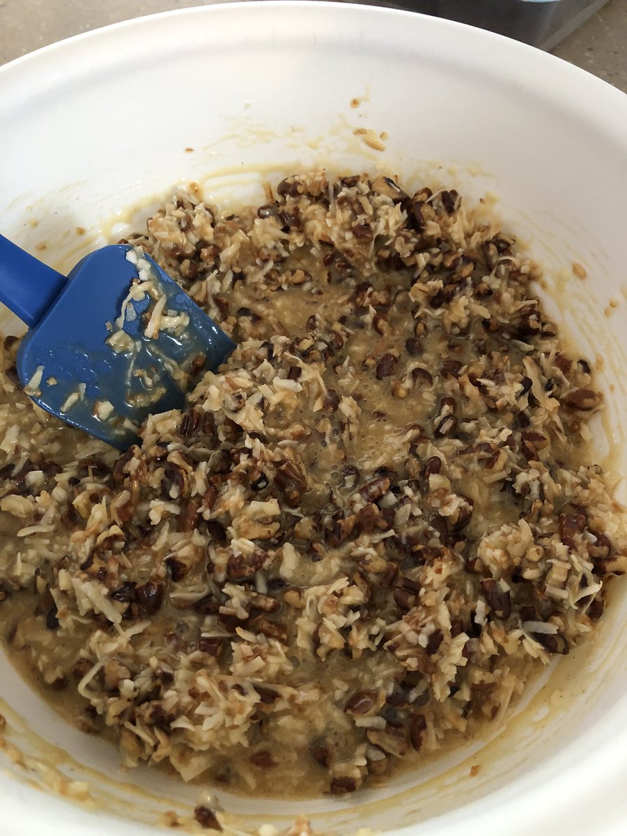 twogalscooking's tweet photo. Add the butter mix to toasted pecan pieces &amp; toasted coconut flakes. Mix well &amp; chill to get your filling.
#WhoopiePies #ChocolateWhoopiePies #Dessert #Foodies #EatHappy https://t.co/gba1xkyCpd