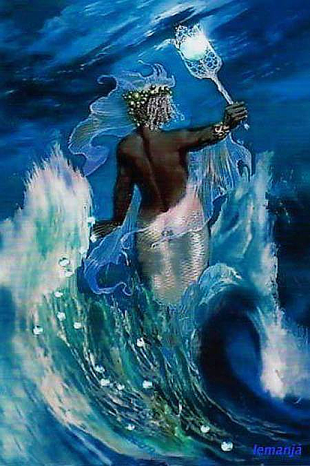 Finally, I think Bey in the cowry shells at the end when she snatches up Scar could also be referencing Yemoja/Yemaya again as she's sometimes pictured with her face covered by cowrie shells.