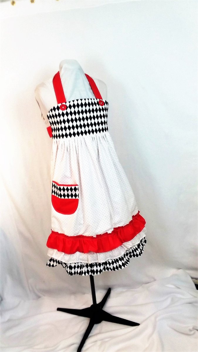 Excited to share the latest addition to my #etsy shop: Apron Cheerful Retro Pinafore Full Bib Kitchen Apron Handmade Home Sewn Full Apron – Black White Red- Apron-13 etsy.me/3pG4uN0 #white #red #cotton #womensapron #retroapron #fullapron #kitchenapron #cookinga