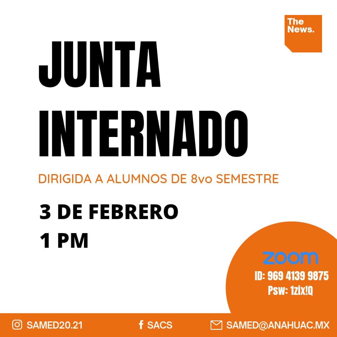 samedAnahuac's tweet photo. ¿Te quedan dudas sobre el internado y vas en octavo semestre? ¡Aparta la fecha para la junta informativa y resuélvelas todas!
#SAMED #TheNews #Anáhuac #Medicina https://t.co/VbwiChfMwa
