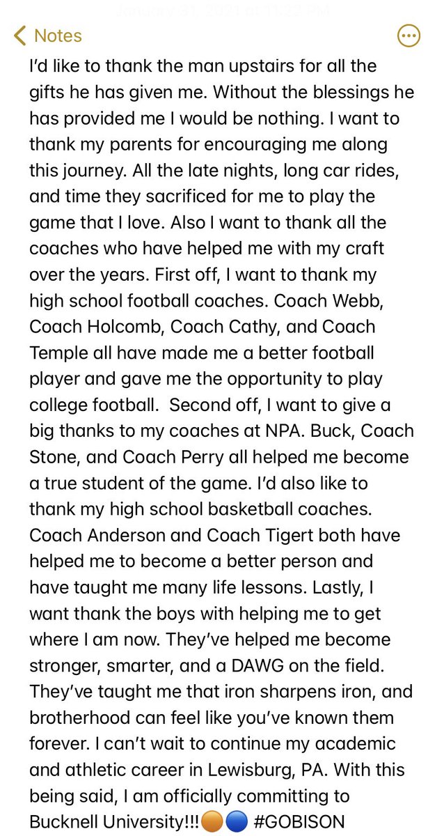 masonjones3573's tweet photo. Blessed to announce I am 100% COMMITTED to Bucknell University!!!🟠🔵@Bucknell_FB https://t.co/X9059doa8F