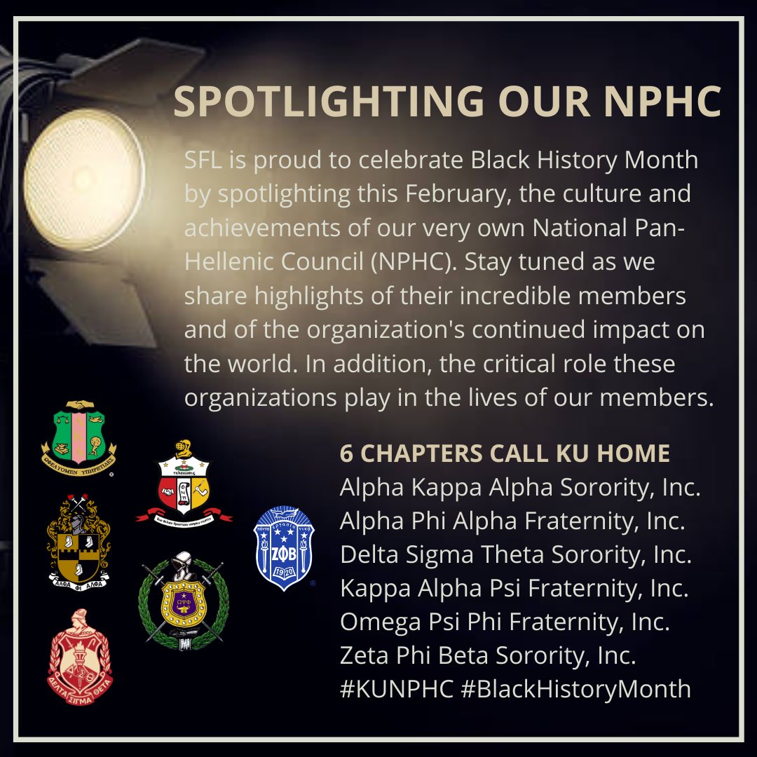 “Happy #BlackHistoryMonth! This month is an unapologetic celebration and time of reflection on black culture and historical figures who left their mark on the world. Black history IS American history. ❤️💚💛<a href="/KUNPHC/">KU NPHC</a> <a href="/KU_Panhellenic/">KU Panhellenic</a> @KU_IFC <a href="/KU_MGC/">Multicultural Greeks</a>