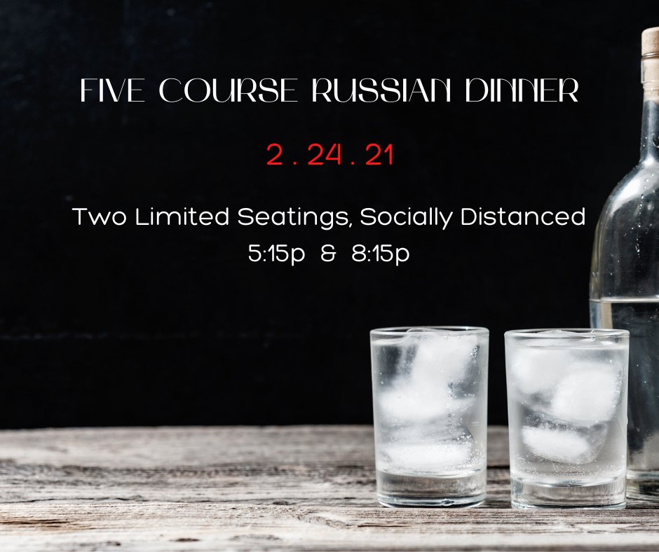 Wednesday night tasting events continue. How about Russian food and infused vodkas? ..... Menu to come (we know we had you at vodka though).

$75/person, link on website.