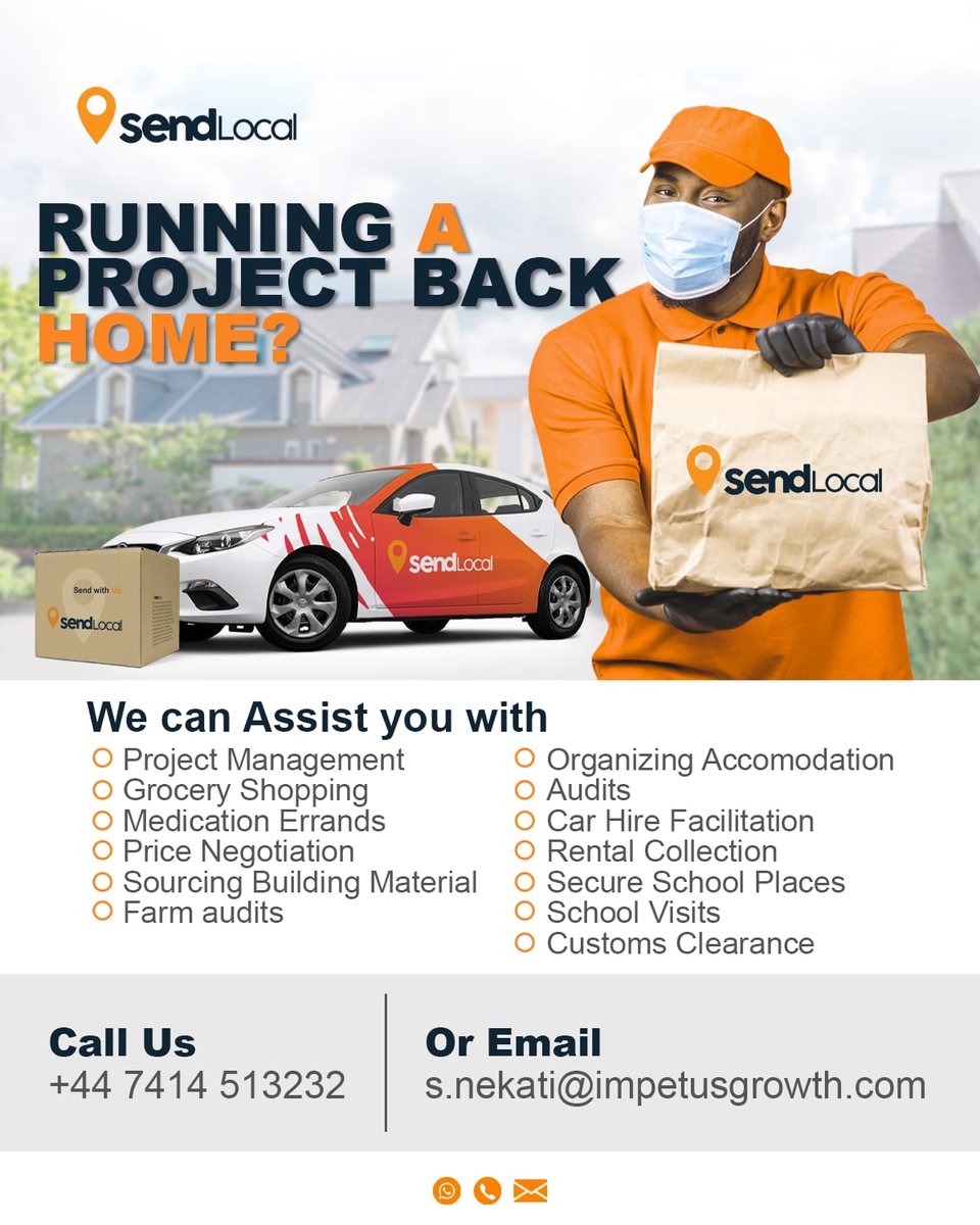 siyasoonline's tweet photo. Do you have a business, project or in need of errands services to keep them afloat? Send Local relieve you the stress by helping you manage your projects. We also do #errands during this #lockdown Get in touch with us today for more information.
#sendlocal #shopping #Zimbabwe https://t.co/fPFbuE9Wev