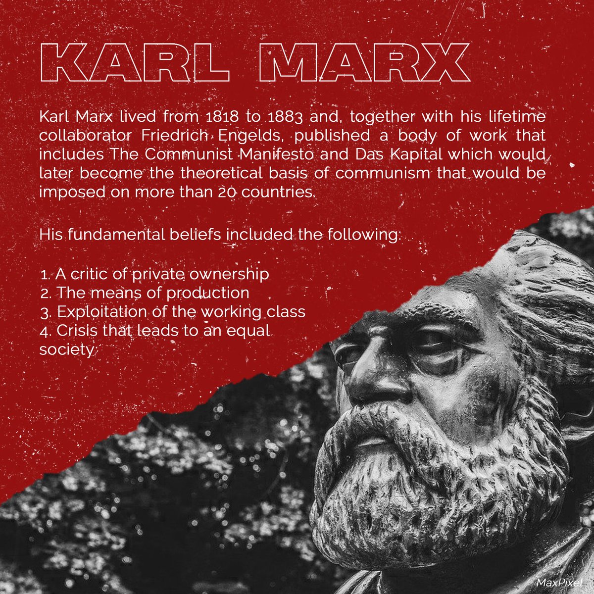 ahil sa mga kanyang radikal na ideya na ipinakalat hindi lang sa Paris pero pati na rin sa Belgium, kung saan siya lumipat, si Marx ay napilitang lumisan hanggang makarating sa London kung saan sya nanirahan hanggang sa kanyang kamatayan. #EkonseptoPH