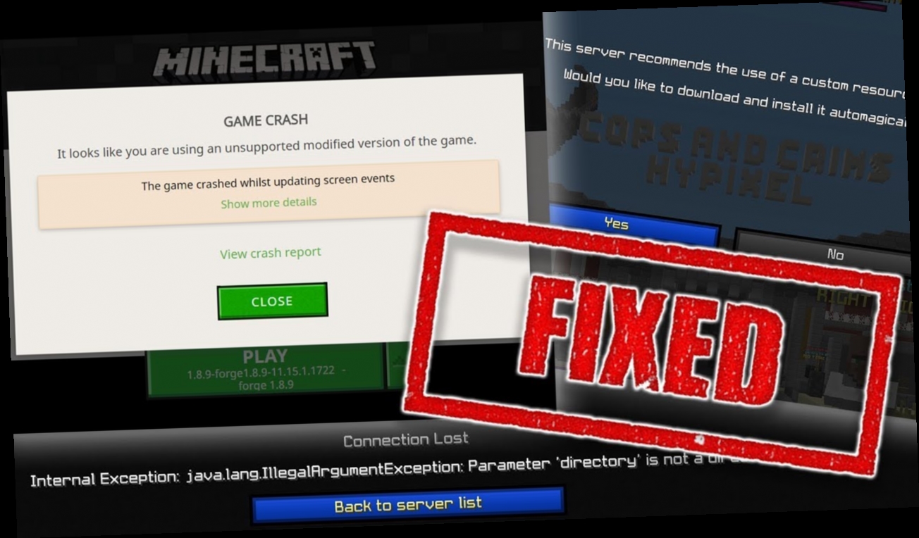 Minecraft Crashes Trying To Downloading Server Resource Pack Twitter