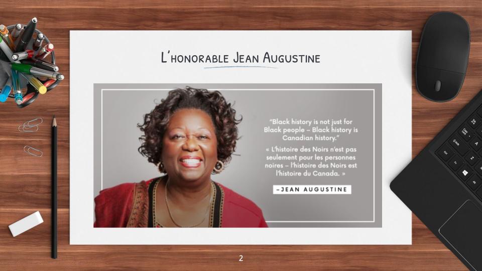 Grâce aux efforts de Jean Augustine, février a été proclamé le mois de l'histoire des Noirs au Canada en 1995. <a href="/EECPavdesJeunes/">École catholique Pavillon des Jeunes</a> #cscprovidence #BlackHistoryMonth #slidescarnival