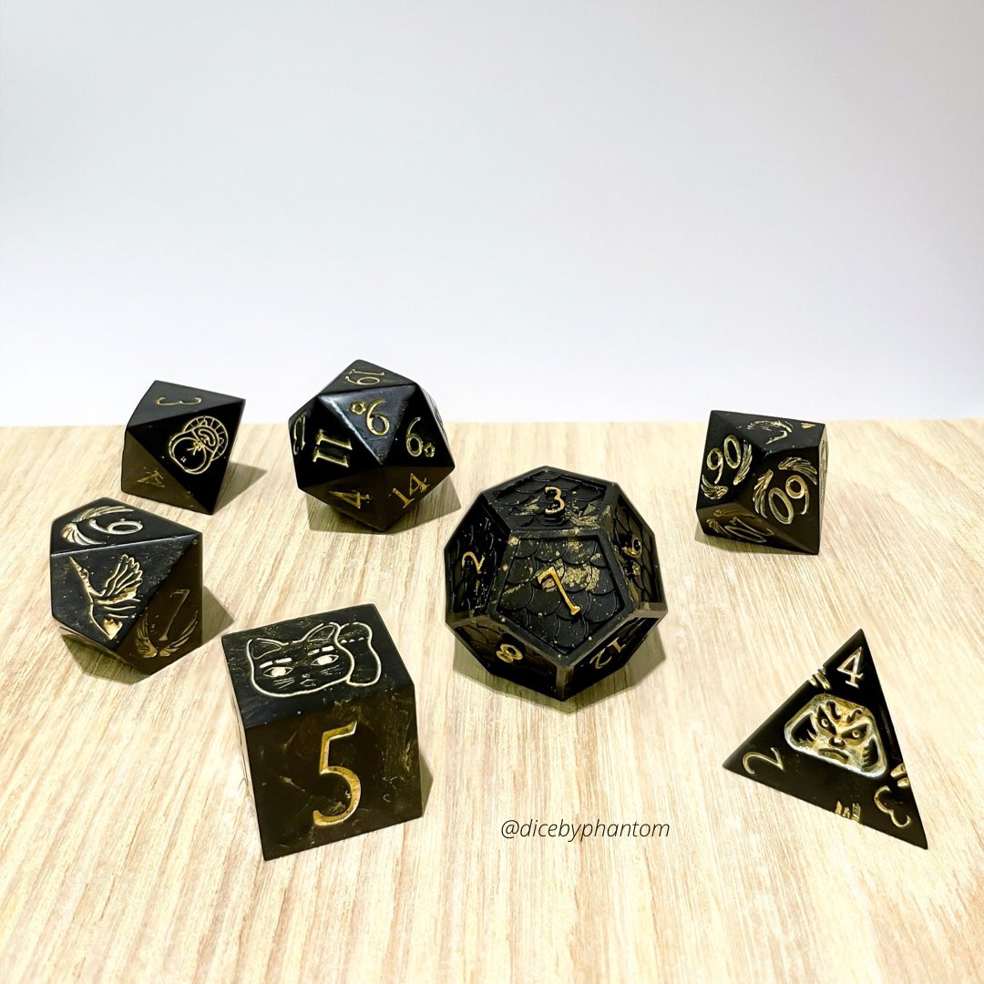 dicebyphantom's tweet photo. Phantom’s Lucky Dice - Lustrous Black &amp; Gold edition 🤩

https://t.co/HDGjaQ6uMF

#dice #boardgames #dnd #dnd5e #DnDcharacter #TTRPG #TTRPGs #gamedesign #gaming #dicegoblin #dicemaniac #diceydungeons #DnD https://t.co/YGbGNu9Lt2