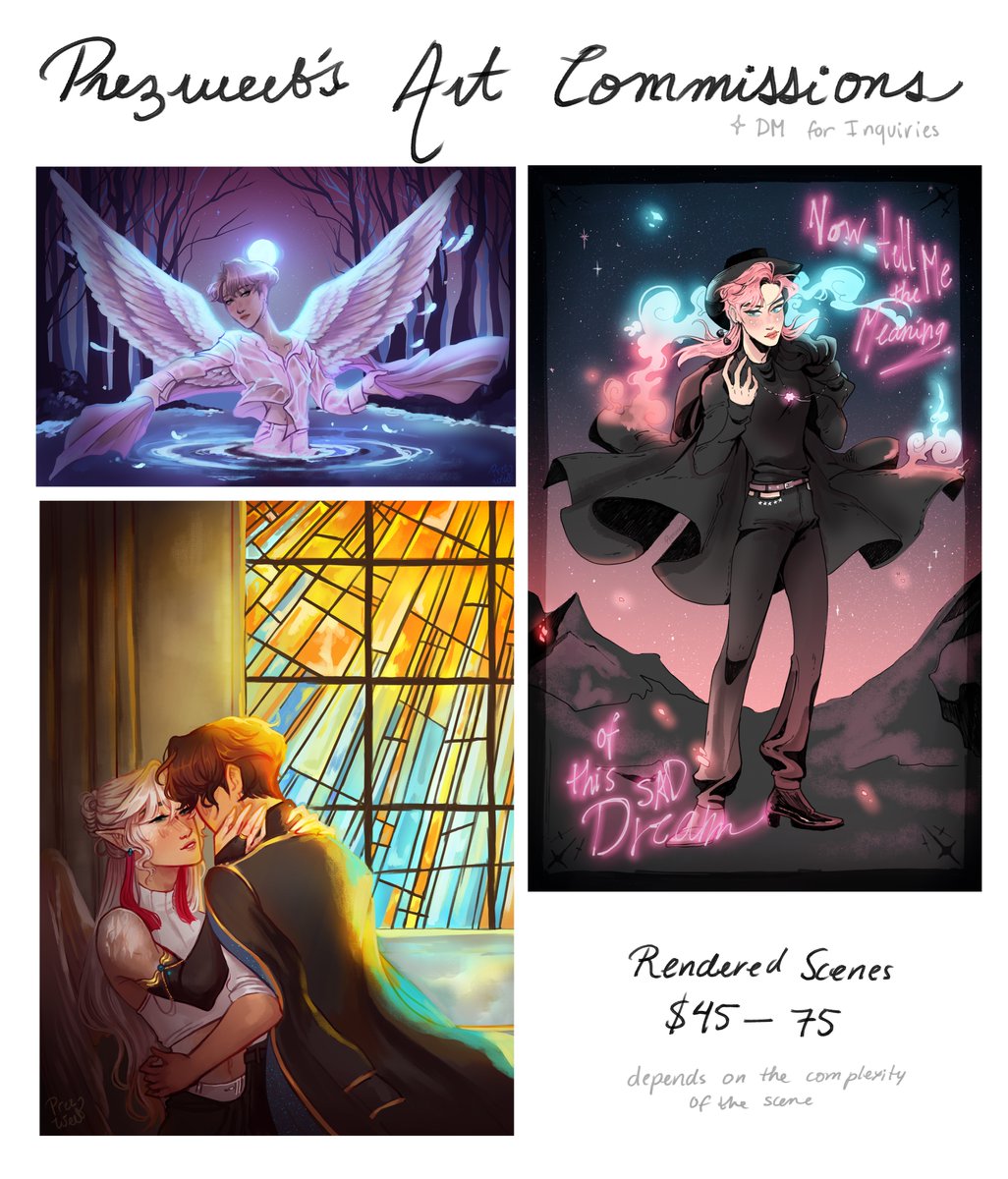 ✨My Commissions Are Open!!✨
- 5 slots open at a time  
- Payment upfront (PayPal)
- + 1/2 of the original price per extra character
- Dm me for more info! 