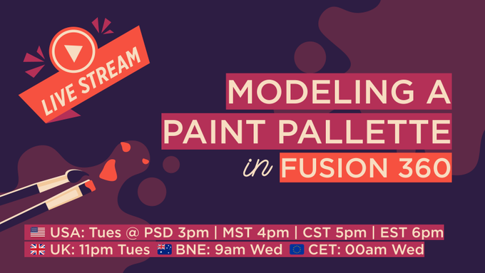 🚨LIVESTREAM🚨
I will be #3dmodeling a #watercolour/#gouache paint palette that will be #3Dprinted to fit