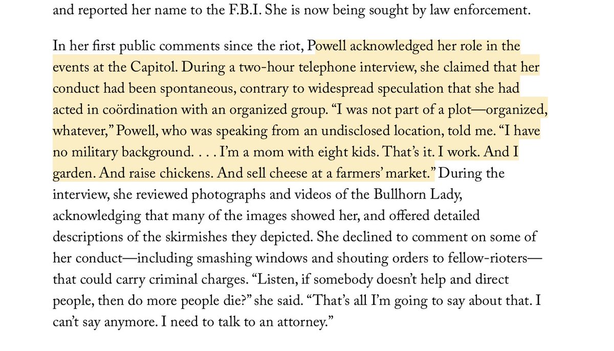 2/ Rachel Powell acknowledged her conduct to  @RonanFarrow.Her path to the  #Capitol was troubling, and something that all of us that examined saw as an increasingly-familiar story. In her case, views & exposure to misinformation on COVID & masking seemed to play a key role.