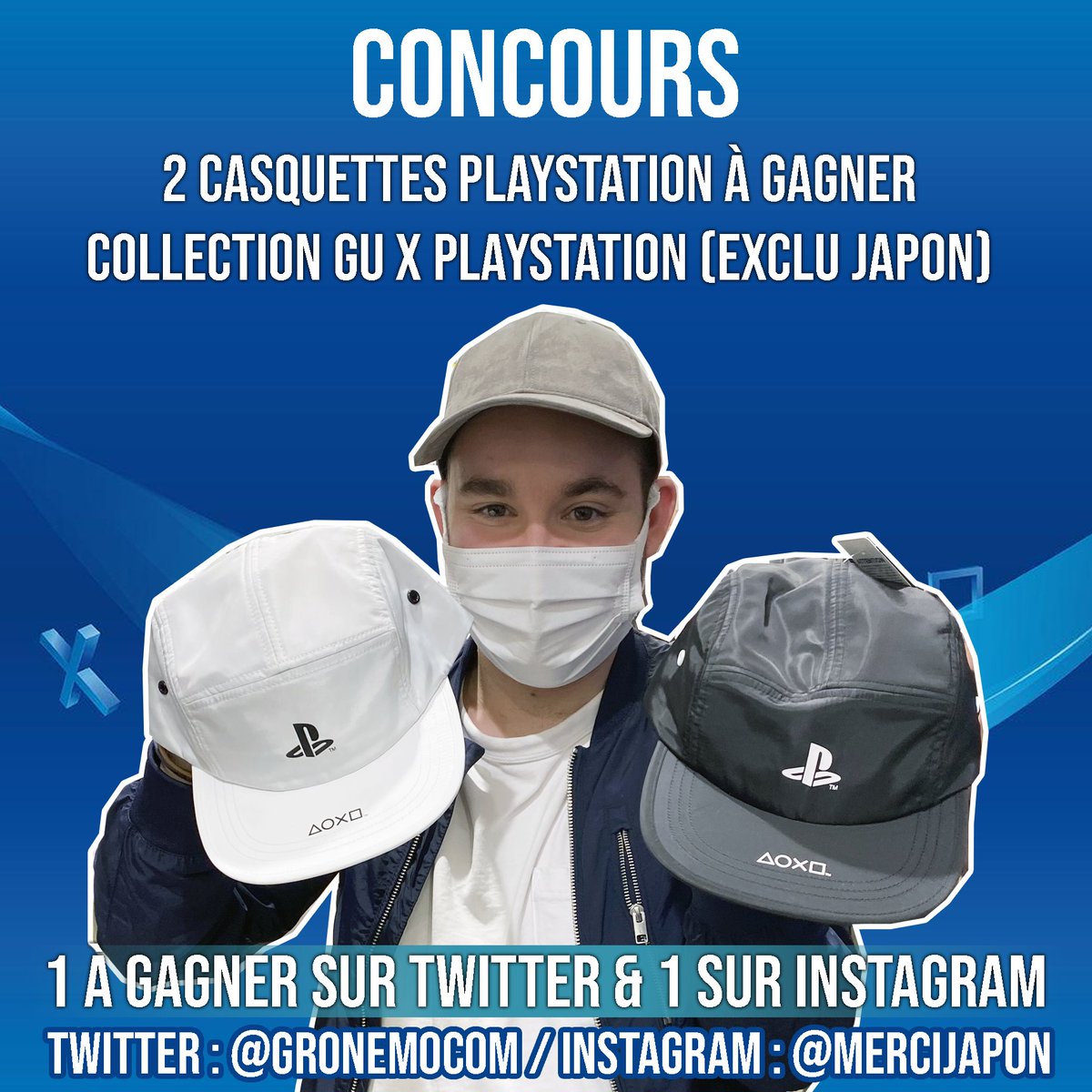 gronemocom's tweet photo. 🎁 #Concours : RT &amp; Follow pour tenter de gagner une casquette PlayStation x GU (collection exclusive au Japon) ! 

1 gagnant sur Twitter &amp; 1 sur Instagram. 

🎉 Doublez vos chances en participant ici : https://t.co/dy43mWwAMj

🕔 Fin du concours le 7 février 2021 (8pm JST). https://t.co/7Uq4Ae0Izg