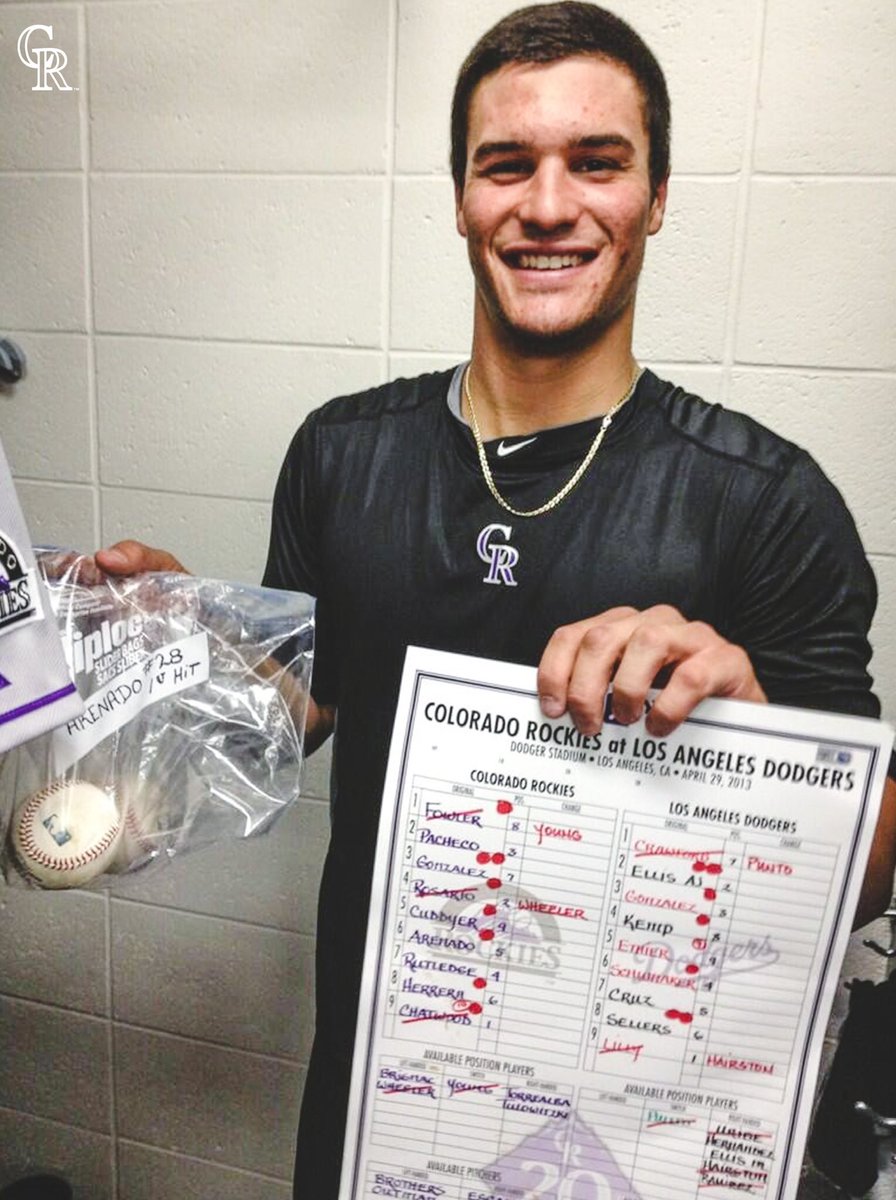 Hit 1 of 1,206Home Run 1 of 235RBI 1 of 760The kid Nolan Arenado burst onto the scene in front of family and friends on April 29, 2013 at Dodger Stadium. The Arenado Crew was there in numbers, they were rowdy, they were proud. We all were.