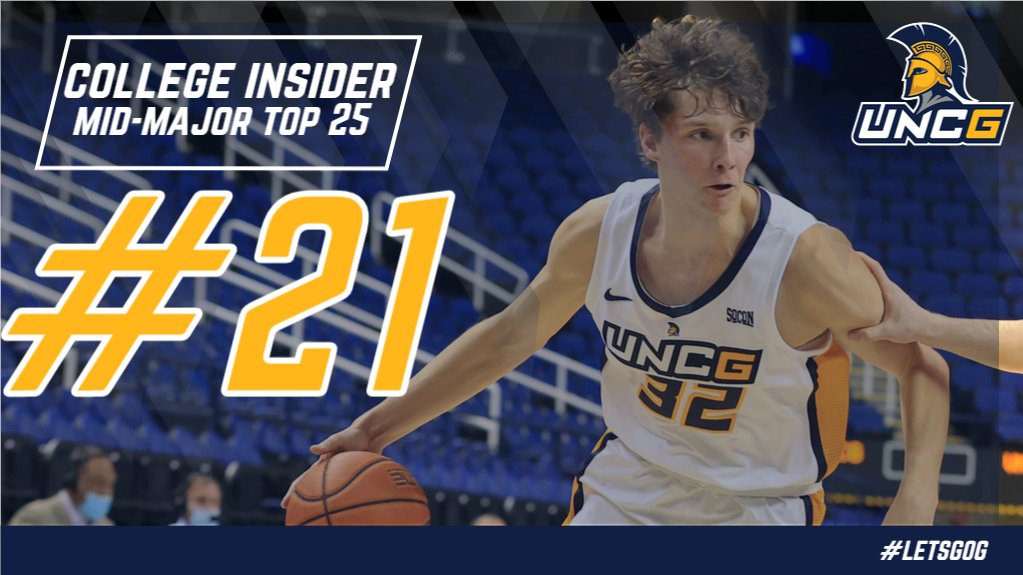 UNCGBasketball's tweet photo. We're back...... In the @collegeinsider Top 25 poll.
Checking in at No. 21 this week following 6β£ straight wins.
Next game is Wednesday against The Citadel at 7p.
π° https://t.co/tTvNnOhP6G #LetsGoG https://t.co/KHnuPMy58W