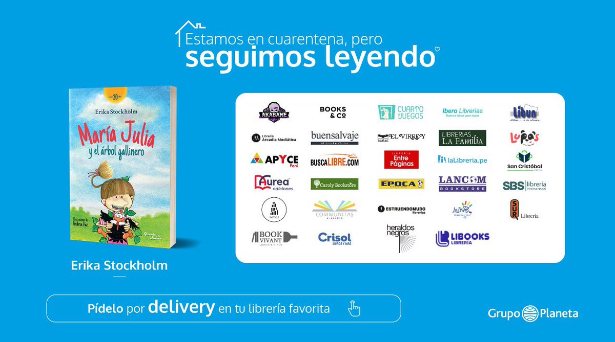 Erika Stockholm (@erikastockholm1) on Twitter photo Pide delivery a estas librerías 😊 #SeguimosLeyendo <a href="/Planetadelibros/">PlanetadeLibros</a>
<a href="/bookvivant/">bookvivant</a> <a href="/LibreriaSBS/">Librería SBS Perú</a>
<a href="/LibreriasCrisol/">Librerías Crisol</a>
<a href="/LibreriaEpoca/">Libreria EPOCA</a>
<a href="/elvirreylibros/">Librería El Virrey 📚</a> Pide delivery a estas librerías 😊 #SeguimosLeyendo <a href="/Planetadelibros/">PlanetadeLibros</a>
<a href="/bookvivant/">bookvivant</a> <a href="/LibreriaSBS/">Librería SBS Perú</a>
<a href="/LibreriasCrisol/">Librerías Crisol</a>
<a href="/LibreriaEpoca/">Libreria EPOCA</a>
<a href="/elvirreylibros/">Librería El Virrey 📚</a>