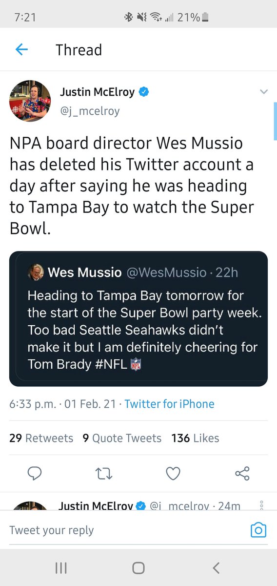 kforbes2131's tweet photo. @GoBCHL Your teams and players are off the ice because of Covid, but it's totally ok that a team owner brags about going to the Superbowl.  Sounds reasonable
#RulesDontApply #Covid #BCHL #Disturbing #pathetic https://t.co/or7qrjuRgM