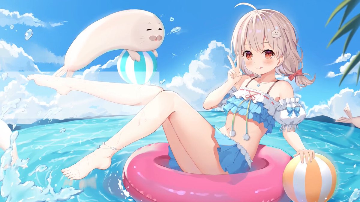 PSPLIVE1's tweet photo. Picture of Yao in her swimwear, used in the ending screen.
Isn't she an adorable seal girl?

#PSPLive #BaiShenYao #Vtuber https://t.co/NHyax29oHK