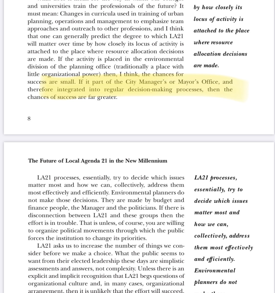 “If it part of the City Manager’s or Mayor’s office...then the chances of success are far greater.”
