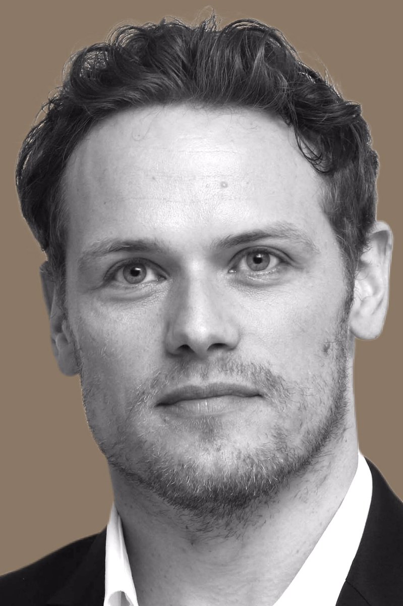 #SamHeughan #JamieFraser Black and white Sam/Jamie on coloured background. That’s it.