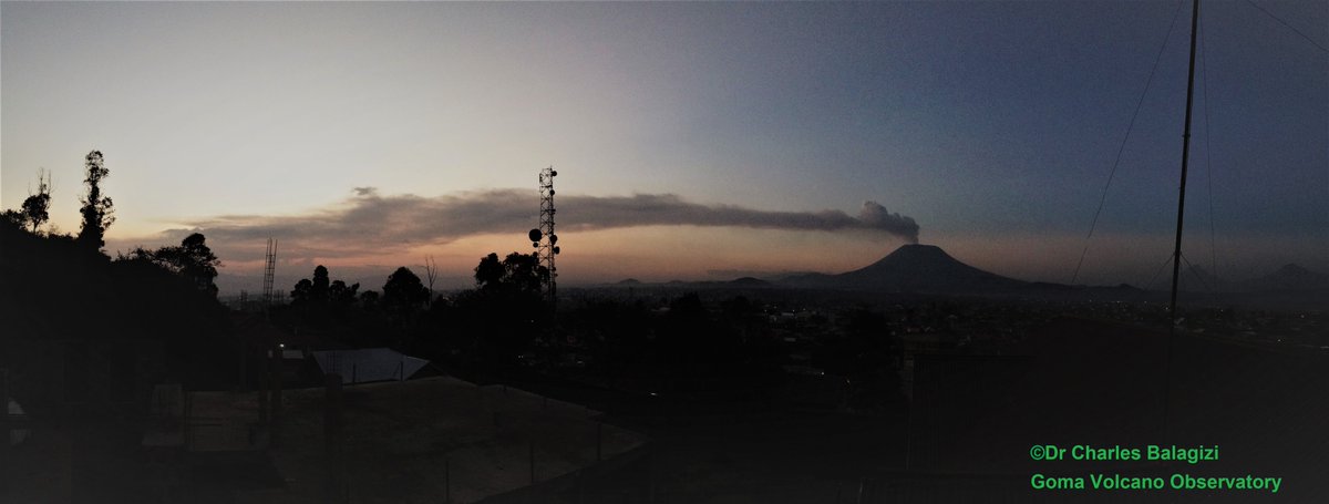 Nyiragongo permanent plume pushed westward by the dominant regional wind, and sometimes southward where Goma city is located. Nyiragongo lava lake has been active since May 2002, produces tons of gases and ash daily which are harmful to over 1.5 million people and the environment