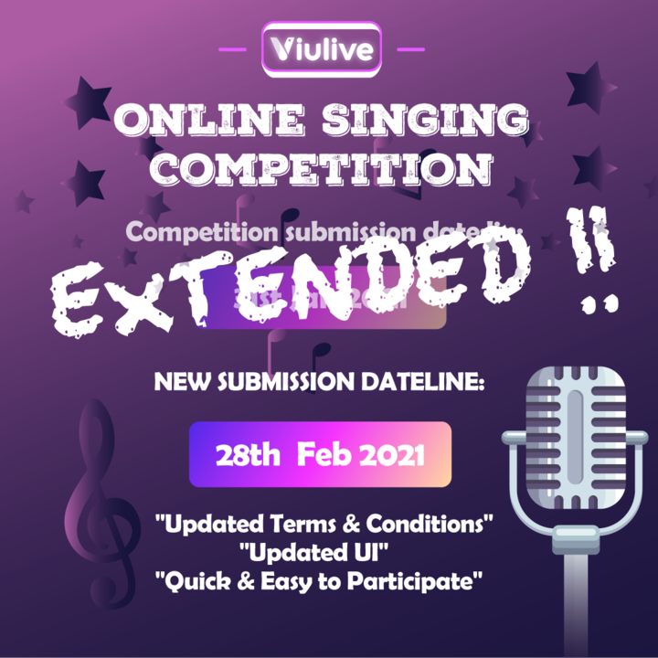 Viuliveapp's tweet photo. With our new app updates we are also extending the deadlines for our singing competition. Head on to our website  to register your spot

$800 prize pool

#sing #singing #live #streaming #song #competition https://t.co/X2twX4bHda