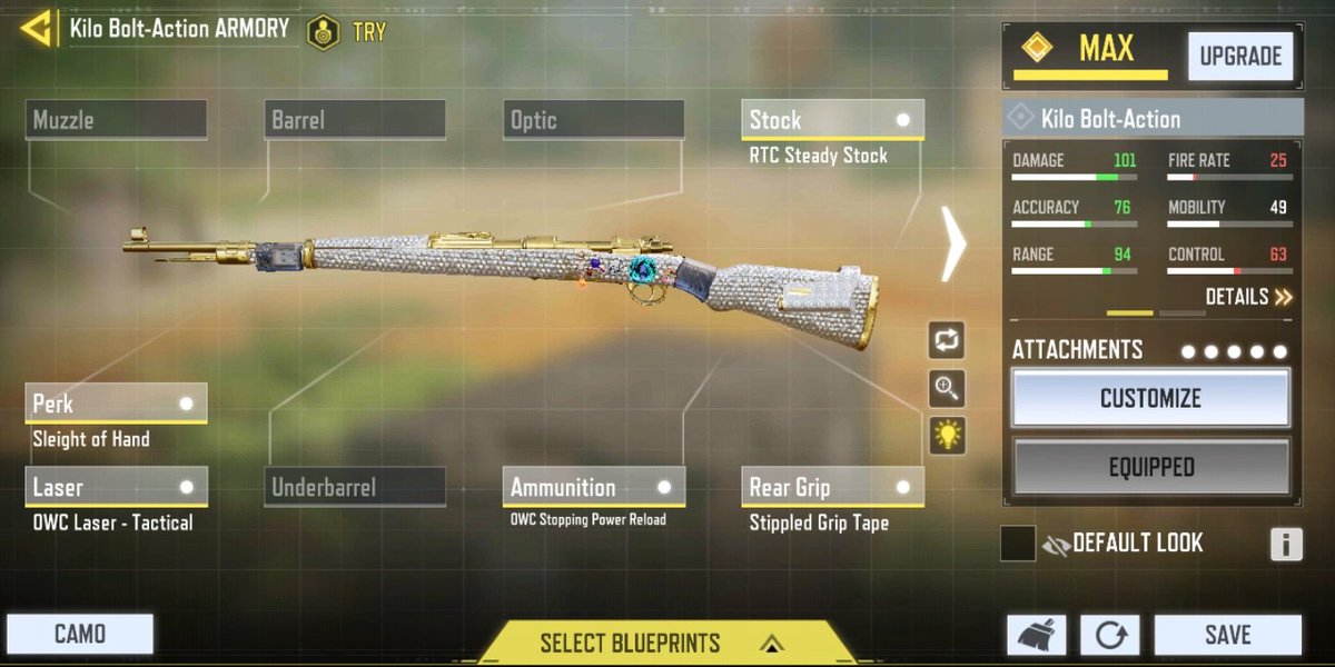 Dhezoito's tweet image. Killo Over.(👍🏻 -11,3%Dispersão d balas ao mirar/👍🏻 -12%Reação d acerto/👍🏻-3,2 recuo horizontal/👍🏻-15%atraso entre correr e atirar /👍🏻+25%alcance d dano/👎🏻+1%tempo d mira/👎🏻-10%velocidade d movimento d mira/👎🏻+9,6%recuo vertical/👎🏻+15%intervalo entre os disparo #m2games @M2Games2