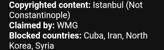 Every time I've been copyright claimed my video gets blocked in only these 4 countries https://t.co/VRpxz1SGN7