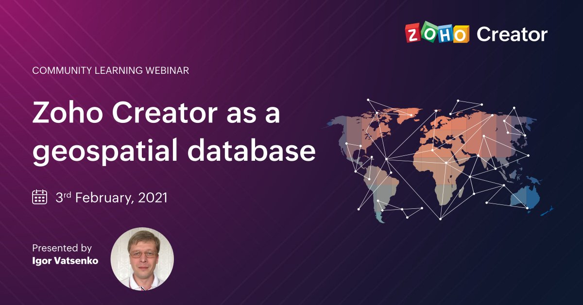 ZohoCreator's tweet image. #ZohoCreatorCommunity ⏳ One more day to go! Learn how you can work with geographical coordinates in your Zoho Creator application, without involving expensive third-party services. Register now! 👉🏼 zurl.co/Ytfg

#CommunityLearning #technology #developers