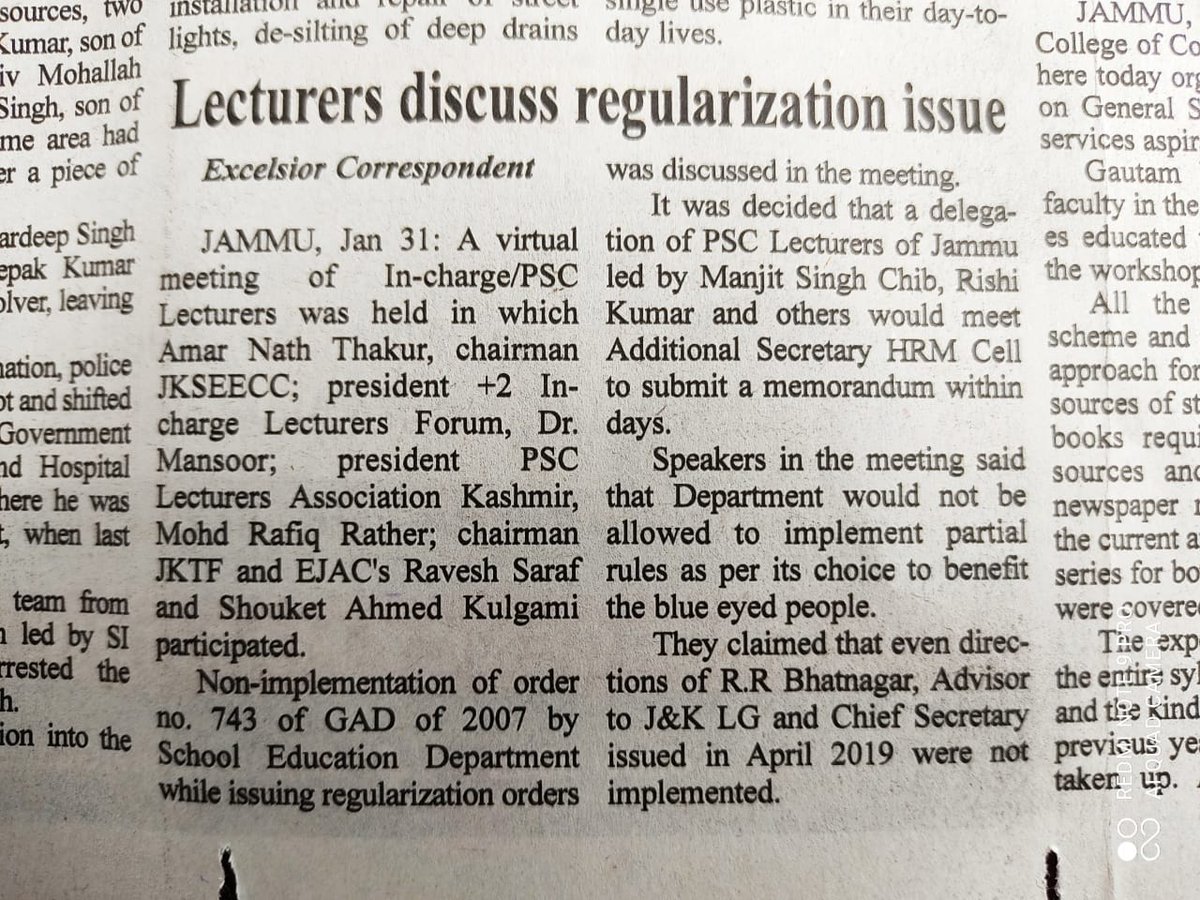 JKPSCLecturers's tweet photo. Implementation of GAD order 743 for regularisation of incharge lecturers as it is a condition among many others for regularisation to take place.We request SED to expedite the process of regularisation of all cadres of SED strictly as per rules
@rafique_rather
@Mansoor47064329 https://t.co/o4GvsPBmtu