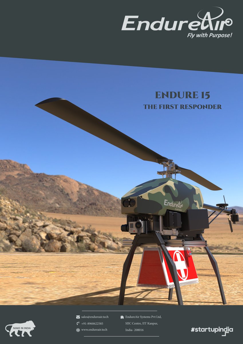 A 4 kg light helicopter has been developed by #IITKanpur incubated company #EndureAir Pvt Ltd which will participate in Aero-India 2021 to be held in Bangaluru.

<a href="/startupindia/">Startup India</a> @IncubatorIITK #MakeInIndia #startupindia <a href="/MoCA_GoI/">MoCA_GoI</a>