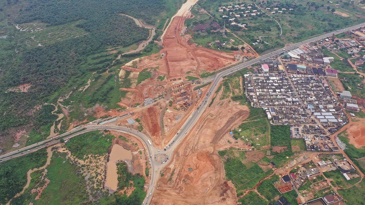 Frame 1 Owerri Interchange.Frame 2 Asaba Site Dredging into alignmentFrame 3 Eastern Approach Segment 7 Frame 4 Toll Station Asaba Site Structural works and waterproofing for tunnel on-going.