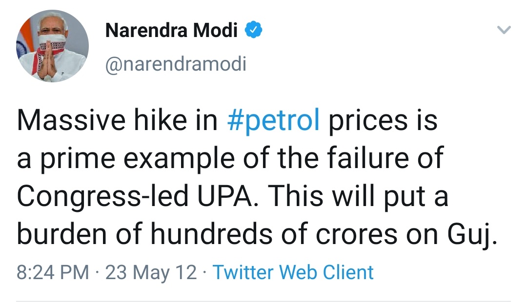 BhoomikaRathi's tweet photo. Hypocrisy ki bhi seema hoti hai😂 #ModiHikesPetrolPrice https://t.co/n4fW0kBeZI