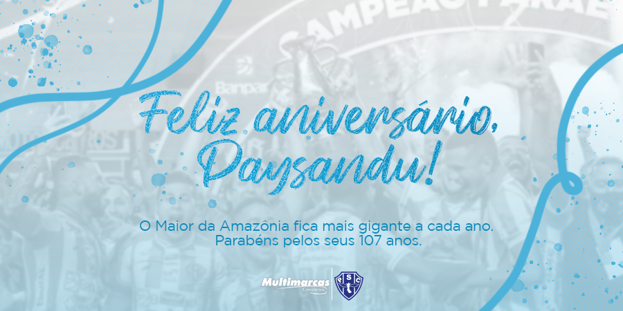 multimarcas's tweet image. 🎈 O Maior da Amazônia faz 107 anos e a gente comemora junto 🎂. Que o novo ano traga boas conquistas e muitas histórias pra contar. Viva o @Paysandu e os bicolores apayxonados.✨🎉

#PayxãodoTamanhodaAmazônia #MultimarcasConsorcios #TimeMultimarcas