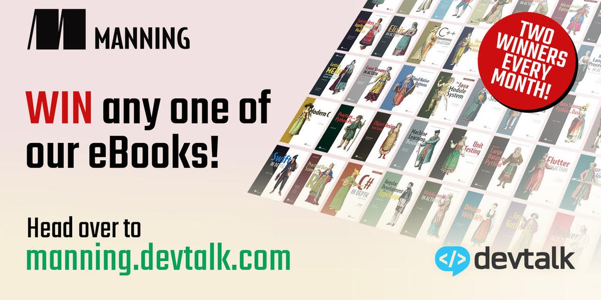 ManningBooks's tweet image. We teamed up with
@dev_talk to give you this eBook giveaway. manning.devtalk.com #learnprograming #manningbooks