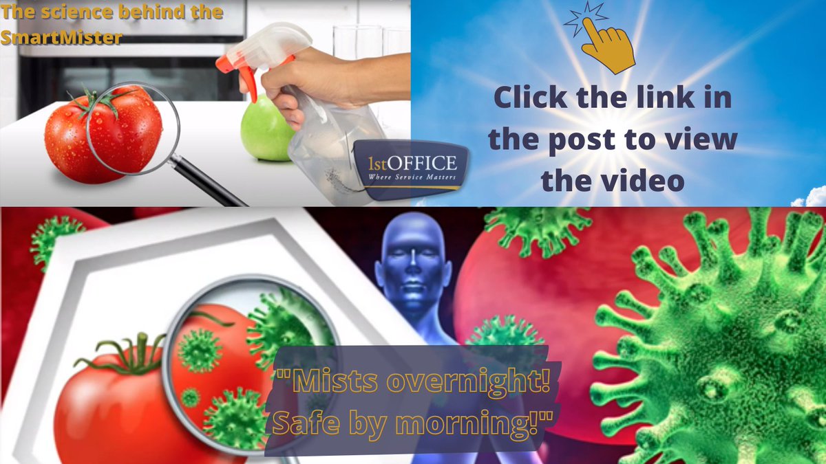 1stOffice's tweet image. There's a few common questions we're asked about SmartMister &amp;amp; how it keeps working premises safe from virus causing pathogens. This video sheds light on 1st of those: "how does it work &amp;amp; what makes it different?" So let's look at electrolysed water used.
youtu.be/xZ3EC0sKDfQ
