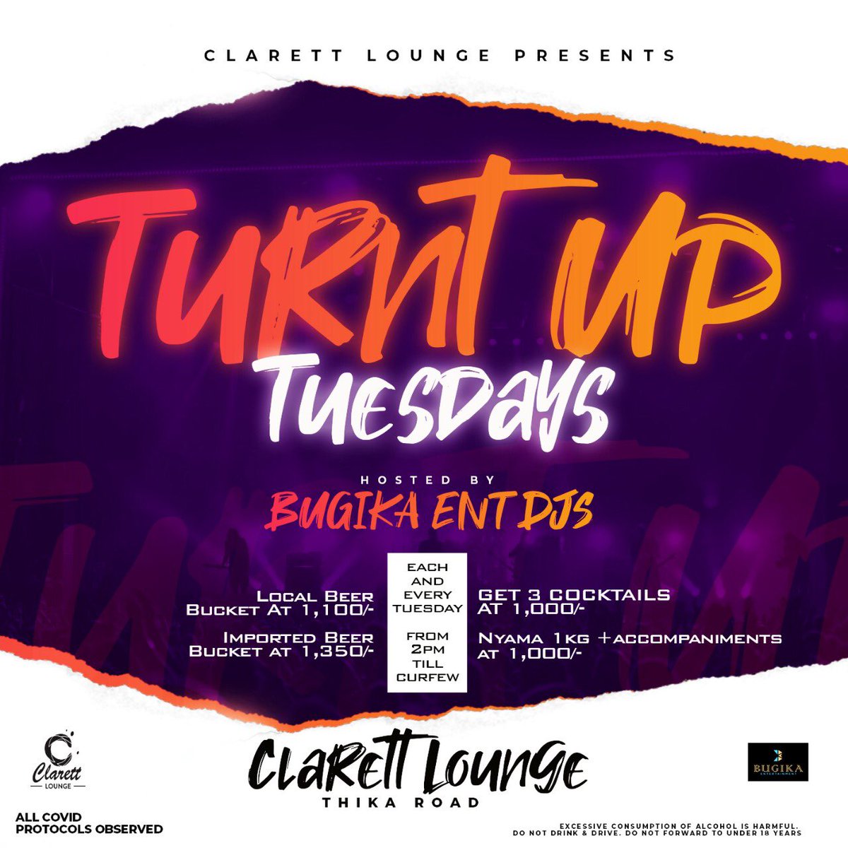 vdjmickey's tweet photo. THIKA ROAD: TUESDAYS live @clarrettelounge powered by @Bugika_Ent Its #turntuptuesdays with #vdjmickeylive~Making your Dream Event a Reality~MOH GUIDELINES APPLY
#bugikaent https://t.co/iVNiGHg6oT