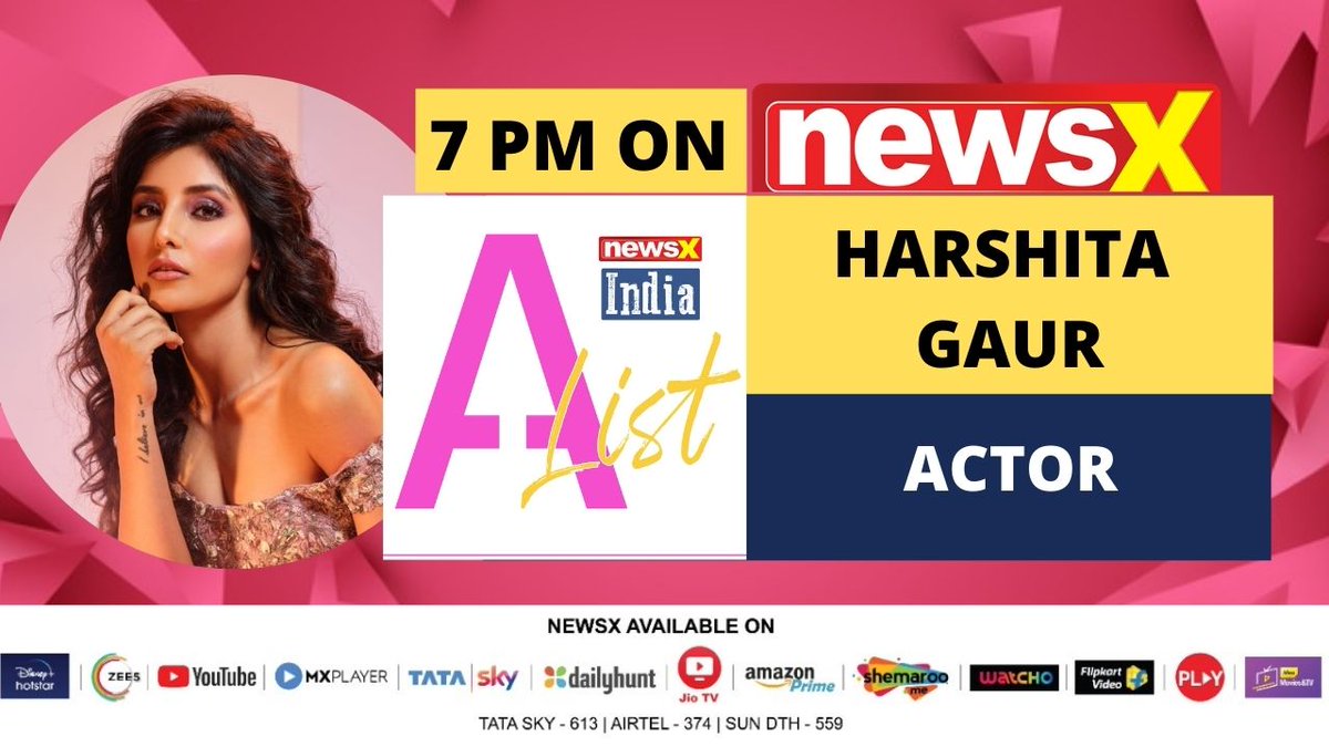 #NewsXIndiaAList | Continuing with our mission to promote India's finest and brightest, Harshita Gaur, actor joins NewsX India A-List. @HarshitaGaur12 Don't Forget to Tune in at 7 PM!