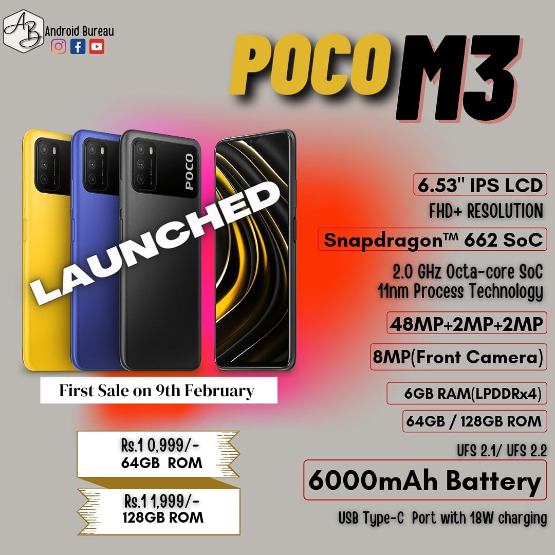 BureauAndroid's tweet photo. #pocom3 launched in India with a whopping price tag of Rs.10,999/-
(Starting Price) 🔥🔥🔥🔥🔥
@IndiaPOCO #Trending https://t.co/9wiGcltbVy