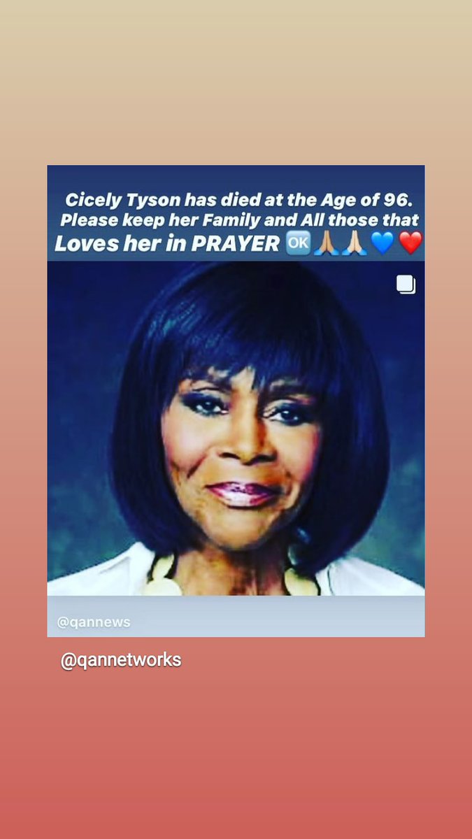 Cicely Tyson has died at the Age of 96. My QUEEN Cicely Tyson you have INSPIRED Me in So many ways your Smile, your Light and your Public Career has InSpired me to continue with God and live my Life’s JOURNEY.

#WIBMRemembers

Compliments of WOmen in Business Magazine 1/28/21.
