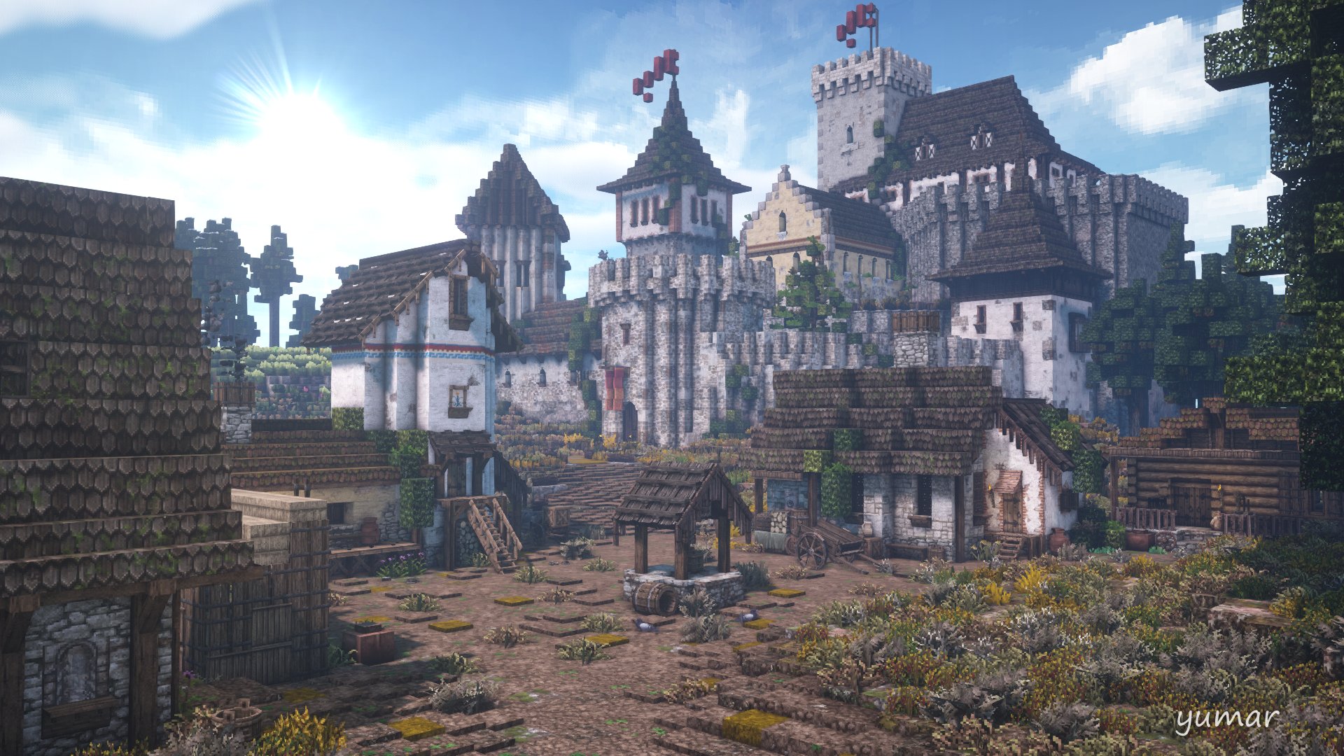 Yumar ゆま コンクエストで小さなお城と集落 作りました Weareconquest Minecraft建築コミュ T Co Yo04ore5i1 Twitter