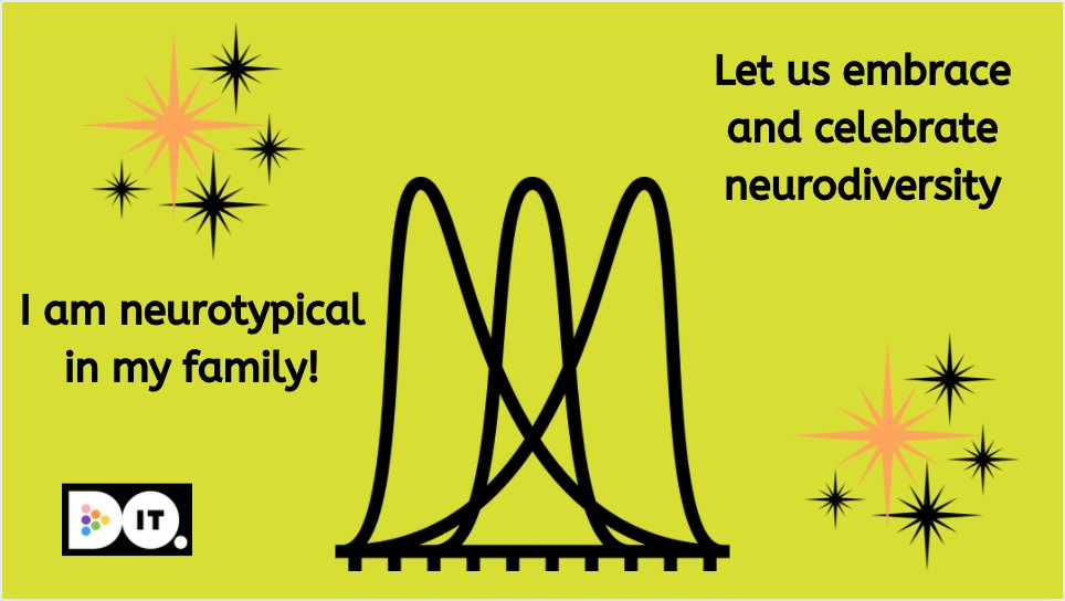 My family is VERY neurodiverse- people who are musicians, scientists, artists, computer programmers, and people with Dyslexia, ADHD, ASD, DLD, DCD, epilepsy, Parkinson's, OCD, Bipolar Disorder, Anxiety, nonverbal, and intellectual disability. Neurodivergence is my neurotypical...