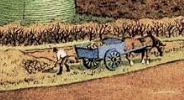 And here the  @ladybirdbooks artist has captured a couple, I think redistributing a manure heap. The cart, by the way is a 'tip-cart', often home built except possibly for the wheels. Here's one conserved  @Beamish_Museum. 11/n