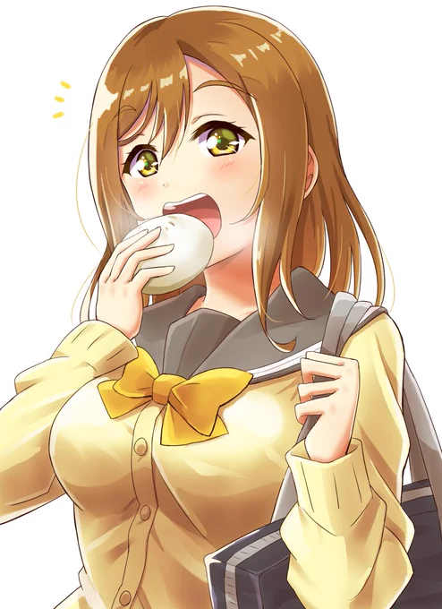 肉まん食べようとしてる花丸
「あ～～……何、見てるずら?」
(依頼絵です～) 