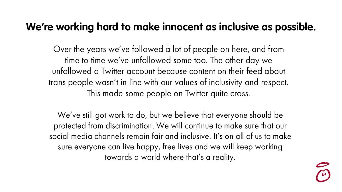innocent's tweet image. We stand against discrimination🏳️‍⚧️