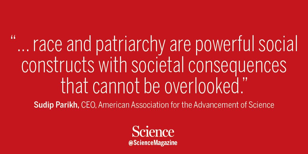 ScienceMagazine's tweet photo. “Insisting on inclusion of underrepresented groups neither sacrifices scientific excellence nor diminishes the accomplishments of those who have historically dominated the sciences.” 

A new #SciMagEditorial from @AAAS CEO @sudipsparikh: https://t.co/7Y41pQscj4 https://t.co/XKcmii2pGF
