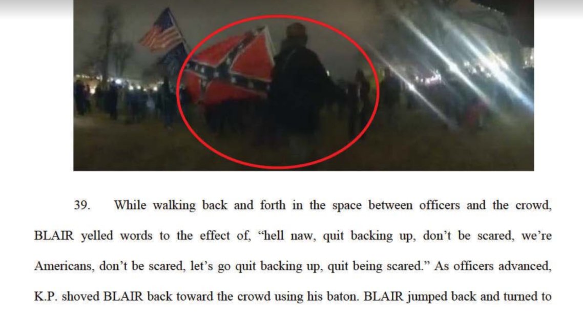 The FBI is closing in on a chilling figure at the Capitol riot, according to a search warrant unsealed last night. Agents say David Blair, of MD, roamed the Hill after dark w/a Confederate flag & a skull mask. "Hell naw, quit backing up," he told a mob confronting the cops.