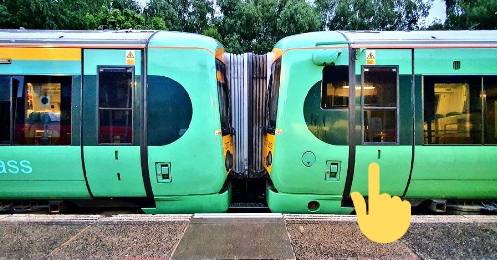 When the train arrives, it stops in its normal position along the platform.  Once the doors have released, we enter what will become the rear cab of the front train.