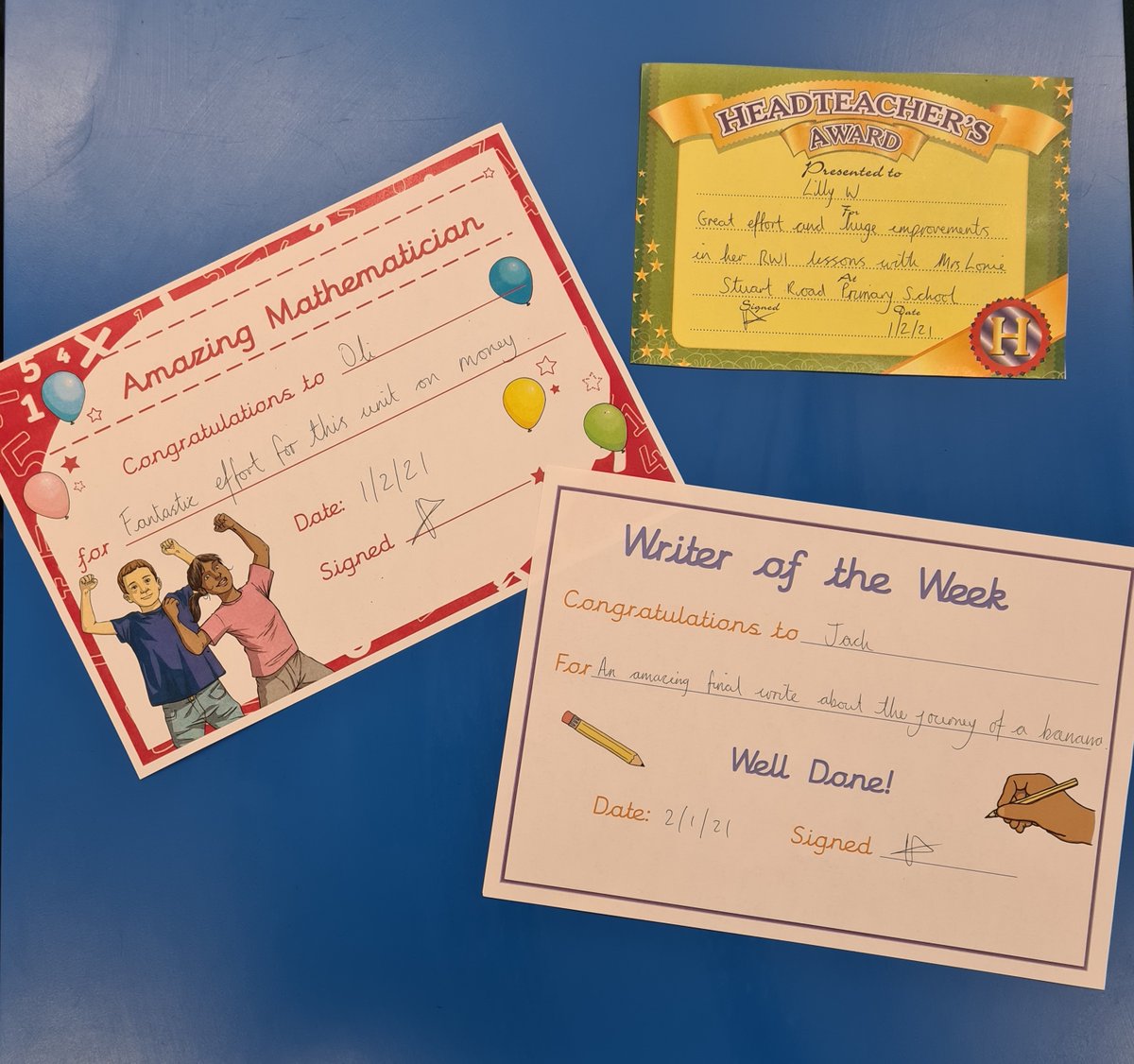 Congratulations to children in Y3 for the Headteacher's Award, Amazing Mathematician &amp; Writer of the Week Award- Well done!