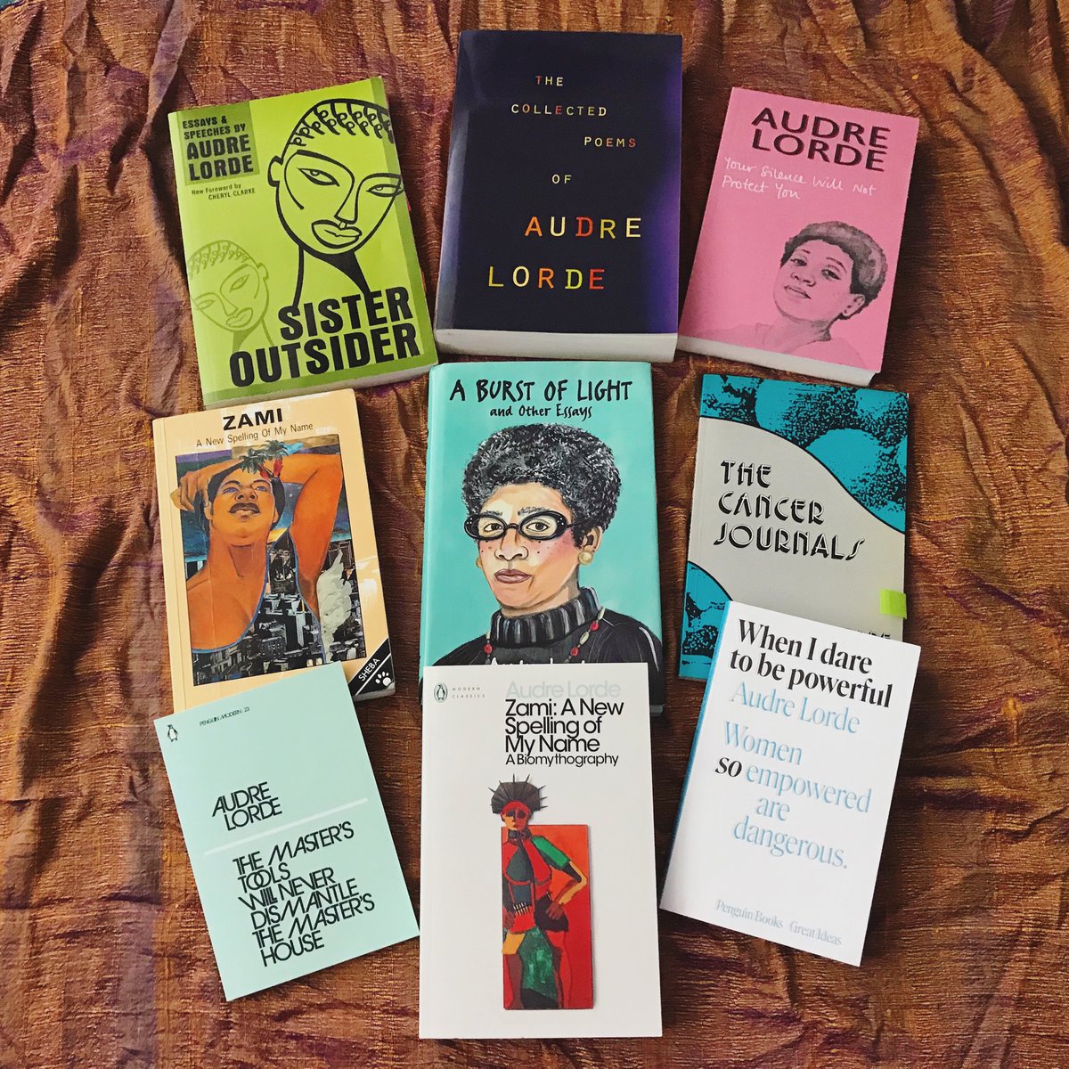 My first addition to  #OurFeministLibrary would be the complete works of Audre Lorde. Her insight into the politics of patriarchy, understanding of lesbian consciousness, and unflinching ability to speak truth to power all made her a vital feminist thinker. And her poetry is lush.